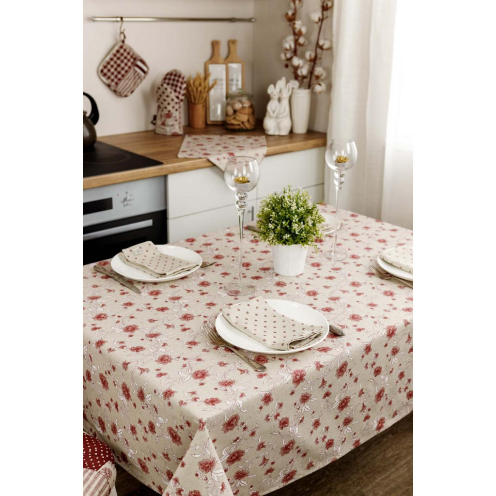 Скатертина Прованс Квіти бордо Господиня 220х136 см (4823093450974) - зображення 2