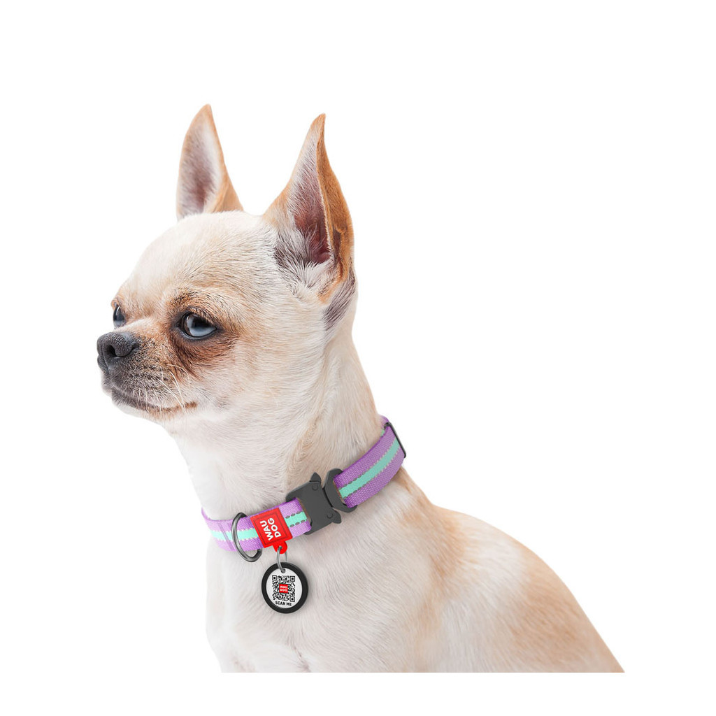 Нашийник для тварин WAUDOG Nylon з QR паспортом металічна пряжка-фастекс Ш 25 мм Д 37-58 см фіолетовий (52209) - зображення 3