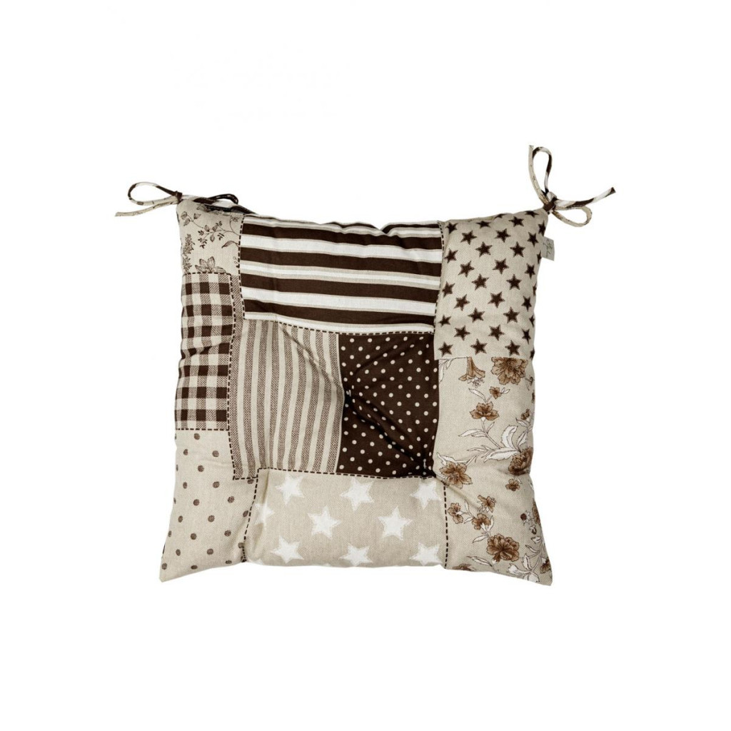 Подушка на стілець Прованс Печворк коричневий Господиня 40х40 см (4823093451186) - зображення 1