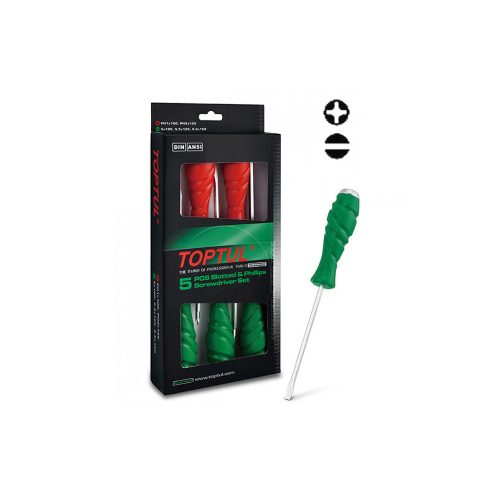 Набір викруток Toptul ударних SUPER GRIP 5 шт. (GAAE0509) - зображення 1