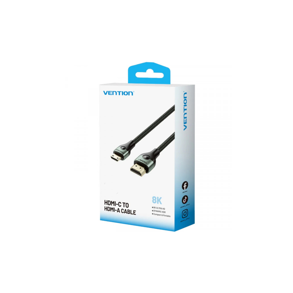 Кабель мультимедійний HDMI M to HDMI mini M 1.0m V2.1 8K 60Hz green VENTION (AGJGF) - picture 3