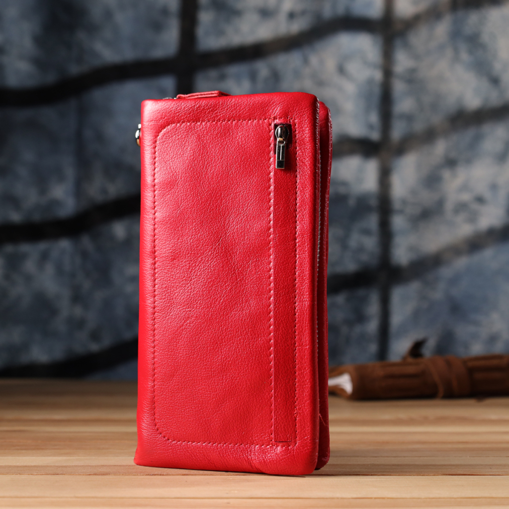 Гаманець ST Leather З відділенням під телефон з натуральної шкіри Червоний (23100) - зображення 10