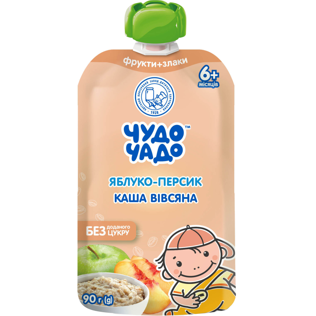 Дитяче пюре Чудо-Чадо Яблуко-персик вівсяна з 6 міс. 90 г (4820016254237) - зображення 1