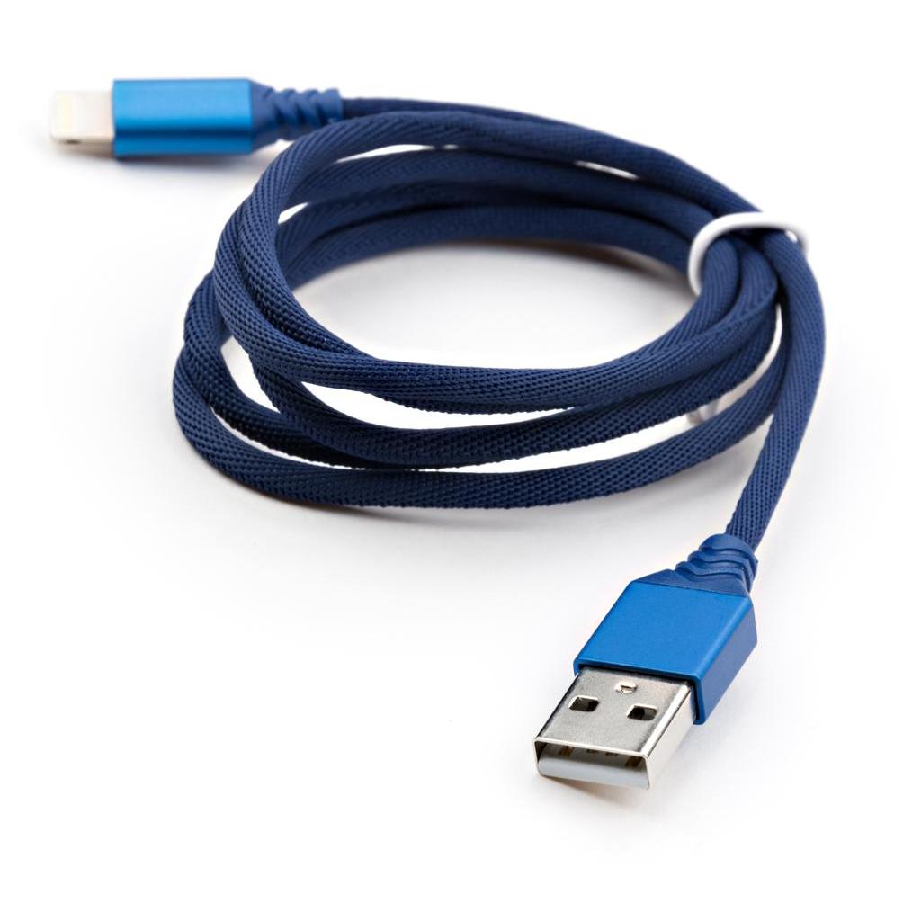 Дата кабель USB 2.0 AM to Lightning nylon 1m blue Vinga (VCPDCLNB21B) - зображення 3