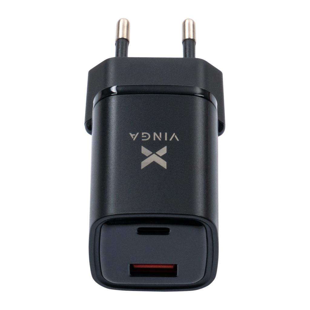 Зарядний пристрій Vinga USB-C PD30W + USB-A QC30W Display 33W Max (VCR30ACDB) - зображення 3