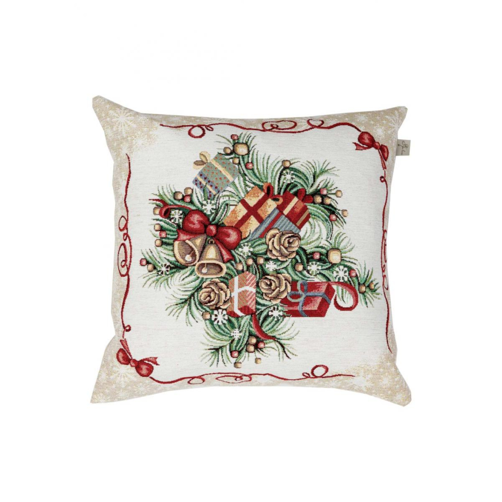 Наволочка Прованс гобеленова з велюром Святковий дім 45х45см Ялинка (4823093450301) - зображення 1