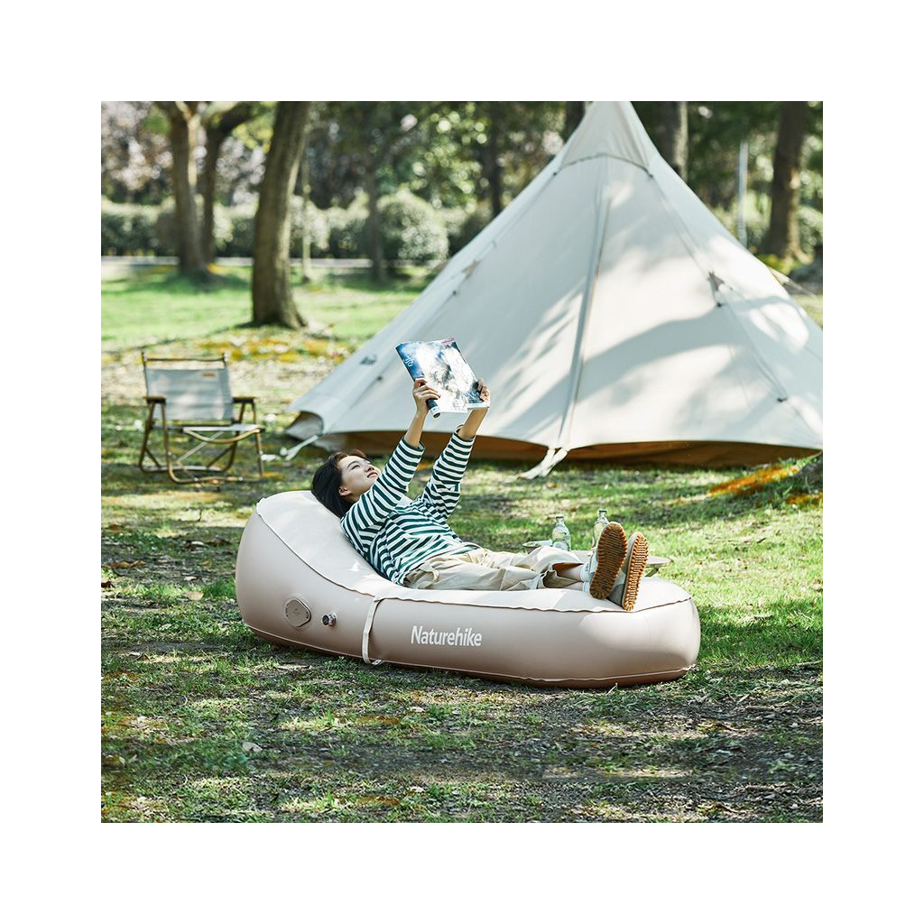 Матрац надувний Naturehike CNH22DZ027 з підголовником та помпою 180 х 76 см бежевий (6975641885450) - зображення 3