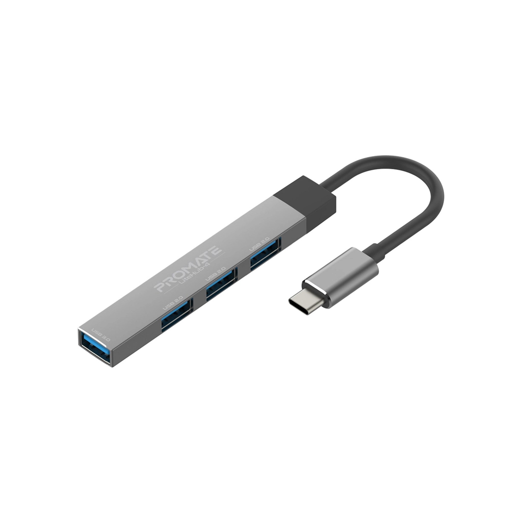 Концентратор Promate USB-C 4-in-1 порти Promate litehub-4.grey (litehub-4.grey) - зображення 1
