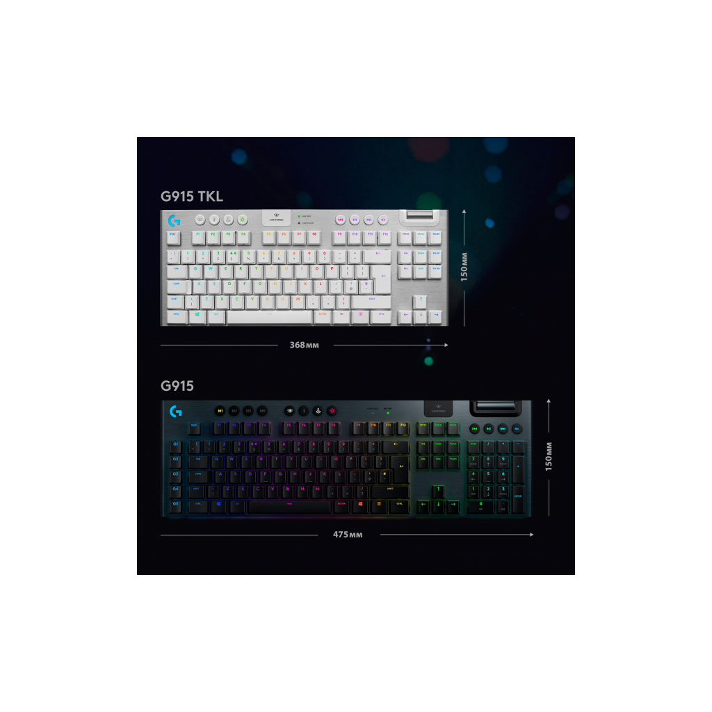 Клавіатура Logitech G915 TKL Tenkeyless Lightspeed RGB Tactile UA White (920-009503) - зображення 6