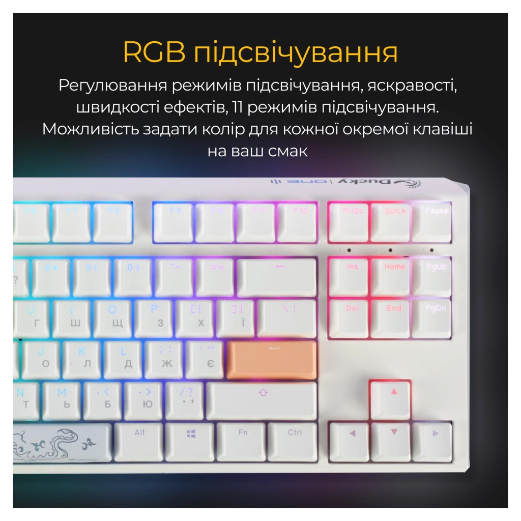 Клавіатура Ducky One 3 TKL Cherry MX Red RGB UA USB White (DKON2187ST-RUAPXPWWWSC1) - зображення 3