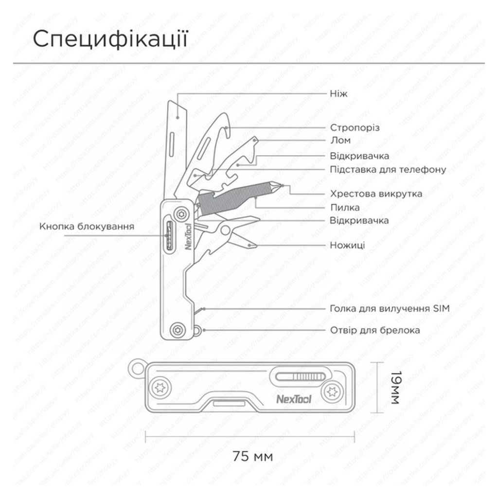 Мультитул NexTool Multi Functional Knife зелений (NE20098) - зображення 2