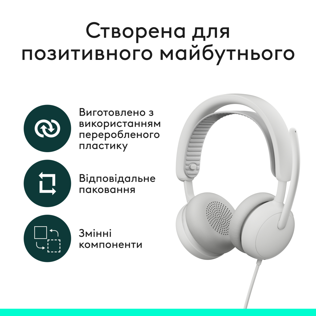 Навушники Logitech Zone Wired 2 USB White (981-001621) - зображення 9