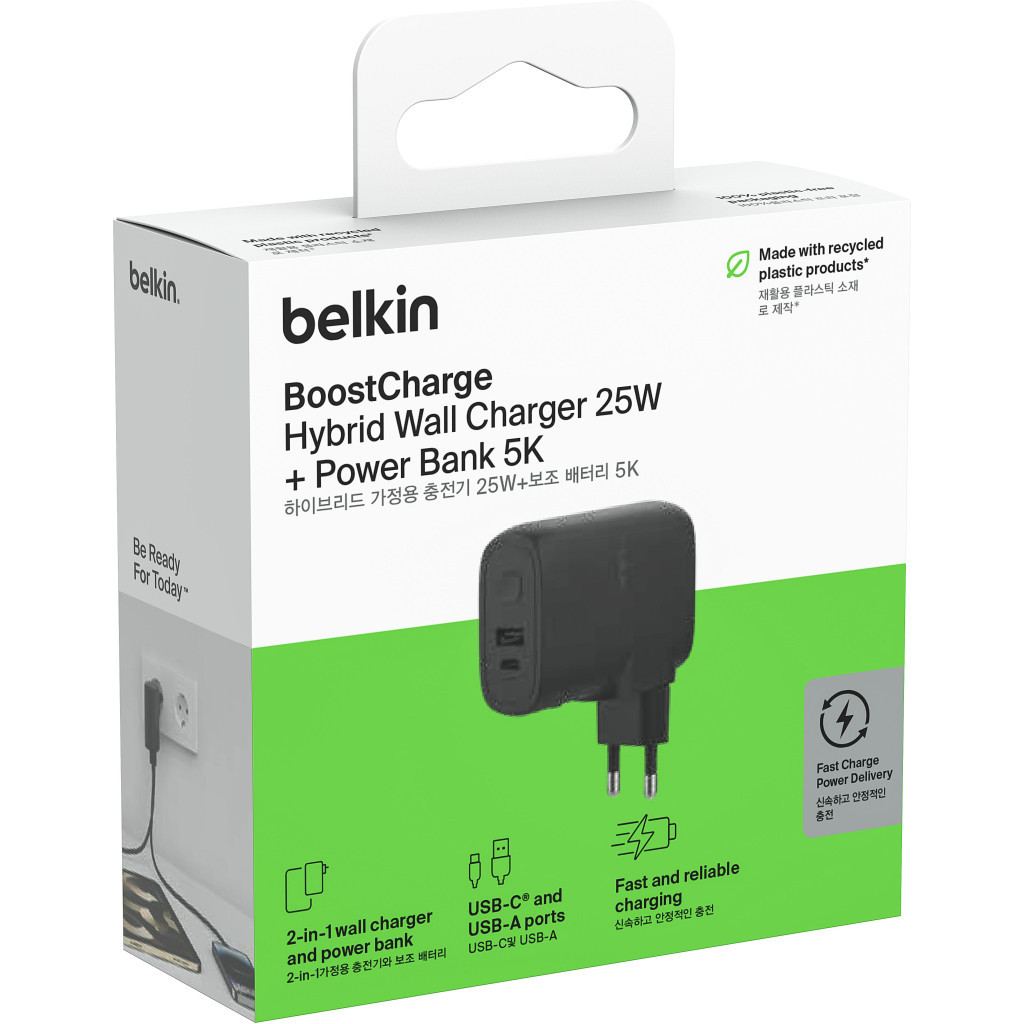 Зарядний пристрій Belkin USB-С 25W PD + PowerBank 5000mAh + cable USB-C 1m (BPZ003BT1MBK-B6) - зображення 6