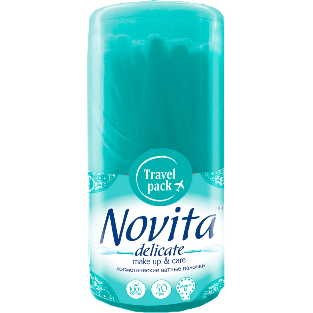 Ватні палички Novita Delicate в круглій банці моноблок 50 шт. (4823071619423) - изображение 3
