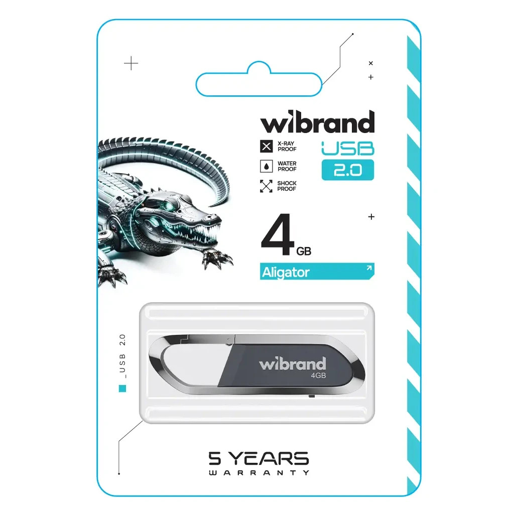 USB флеш накопичувач Wibrand 4GB Aligator Grey USB 2.0 (WI2.0/AL4U7G) - зображення 2