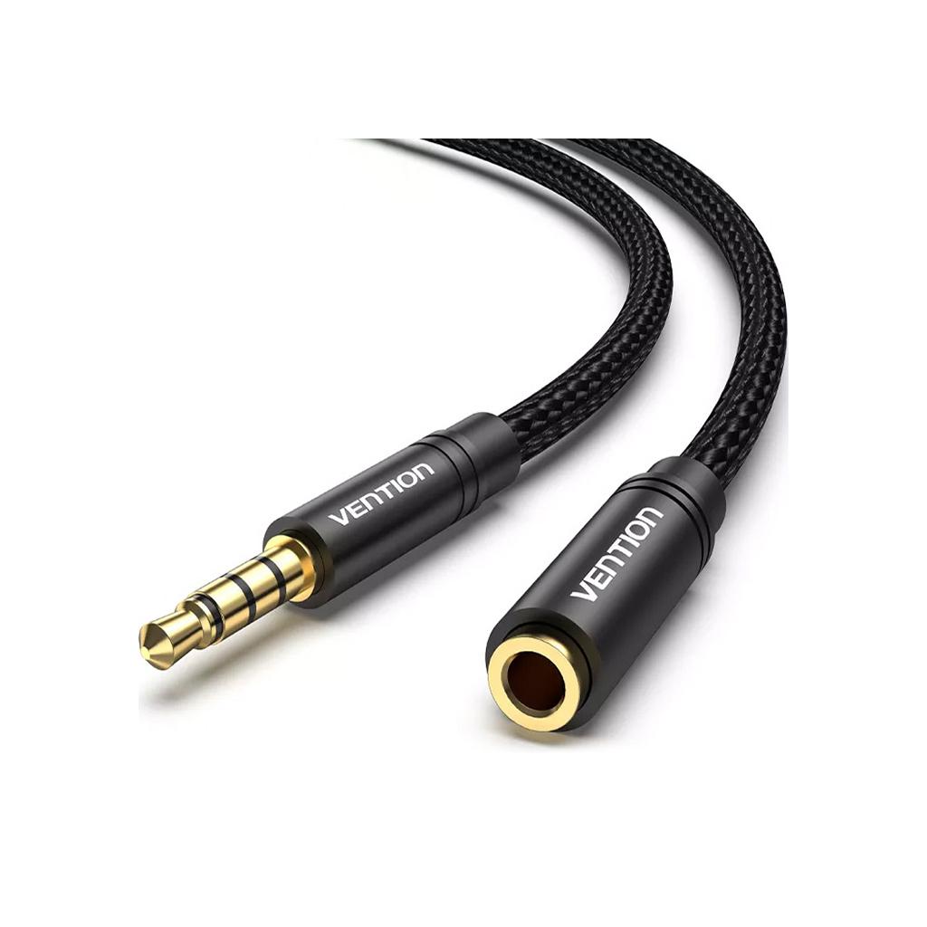 Кабель мультимедійний 3.5mm M to 3.5mm F 0.5m black Vention (BHBBD) - изображение 2