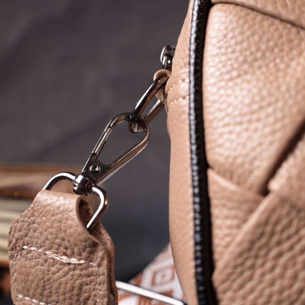 Сумка Vintage Шкіряна жіноча з плетінням Бежева (22409) - зображення 10