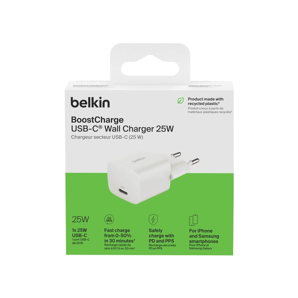 Зарядний пристрій Belkin USB-C PD25W PPS white (WCA012KQWH) - зображення 4