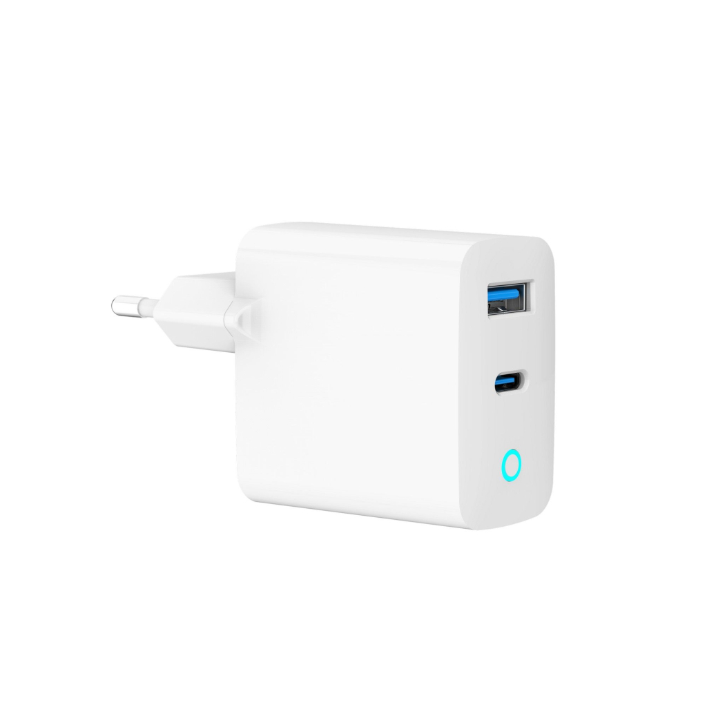 Зарядний пристрій Gembird 1хUSB-A (QC3.0 18W) + 1xType-C (PD 65W) white (TA-UC-PDQC65L-W-01) - зображення 3