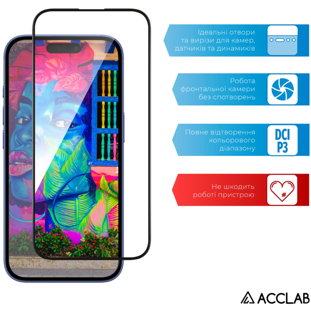 Скло захисне ACCLAB Full Glue Apple iPhone 16 Plus Black (1283126593260) - зображення 5