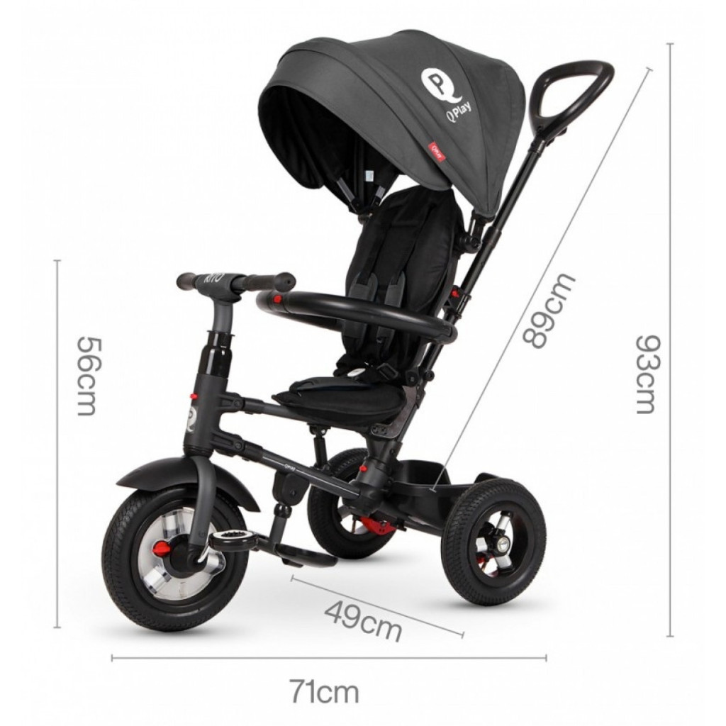 Дитячий велосипед QPlay Rito Rubber Grey складаний триколісний (S380-10GreyRubber) - зображення 6