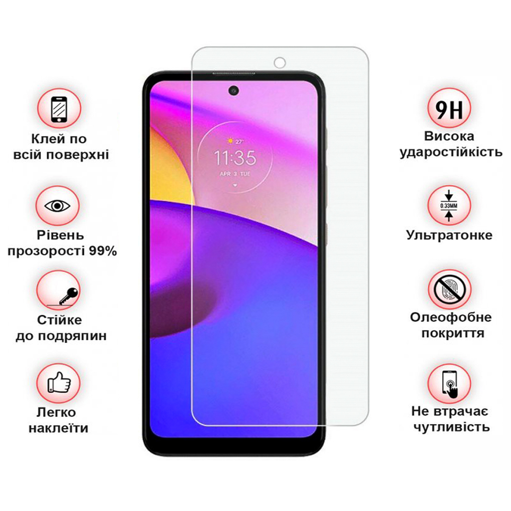 Скло захисне BeCover Motorola Moto E30 / E40 3D Crystal Clear Glass (708092) - зображення 3