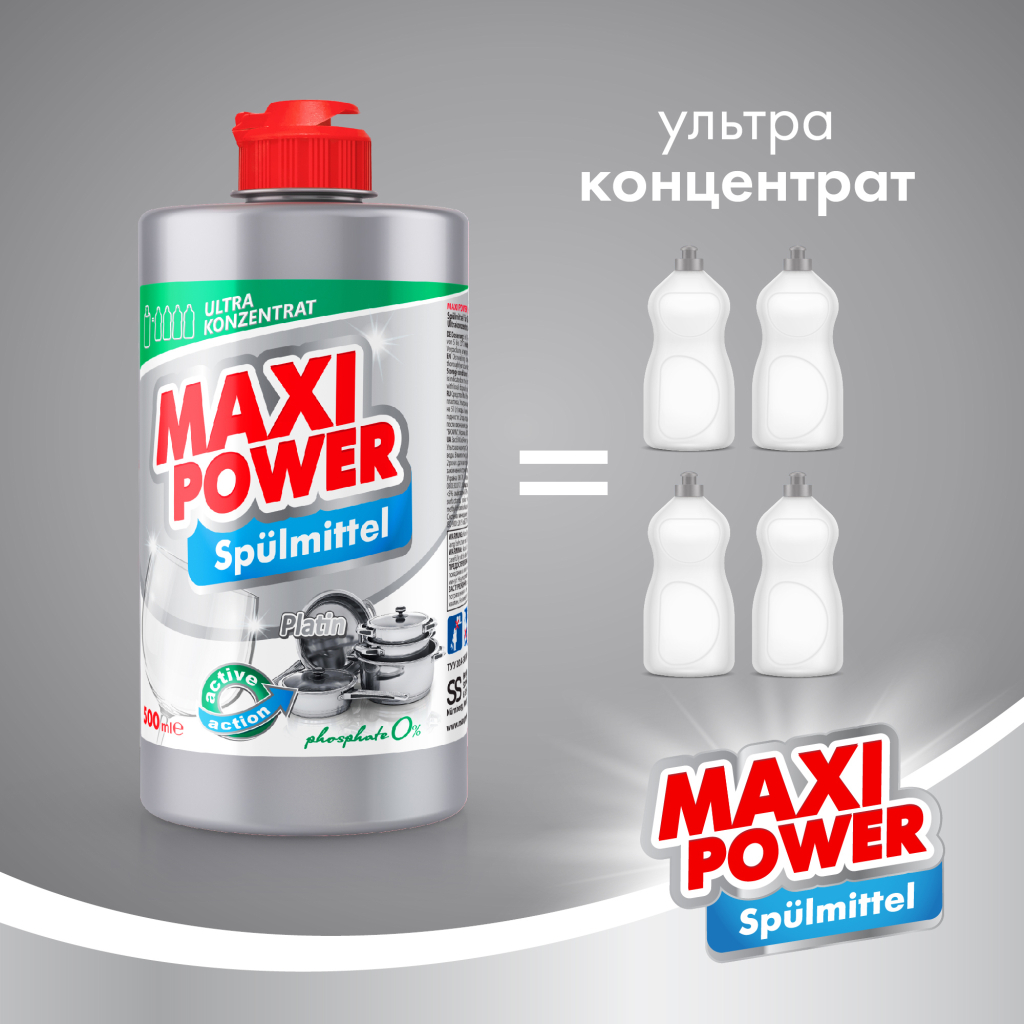Засіб для ручного миття посуду Maxi Power Платинум 500 мл (4823098411949) - зображення 4