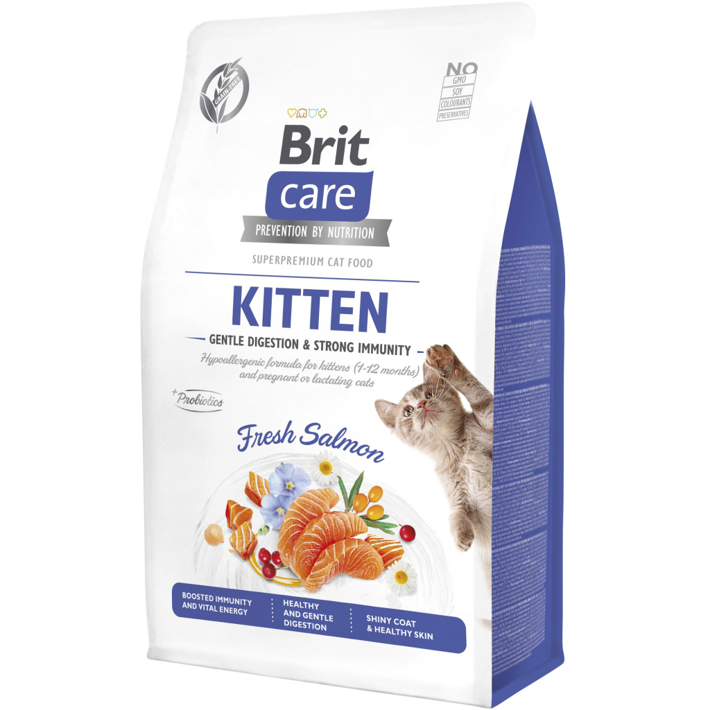 Сухий корм для кішок Brit Care Cat GF Kitten Gentle Digestion Strong Immunity з лососем 400 г (8595602565030) - зображення 1