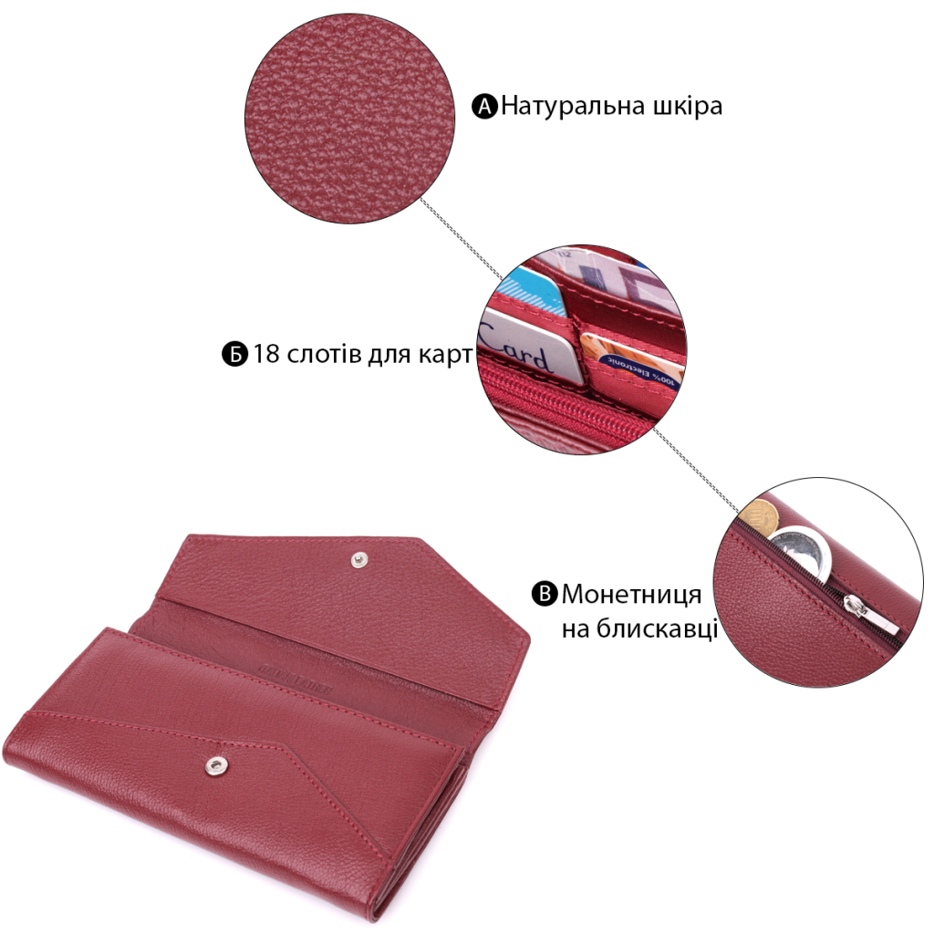 Гаманець ST Leather З натуральної шкіри Бордовий (22547) - зображення 4