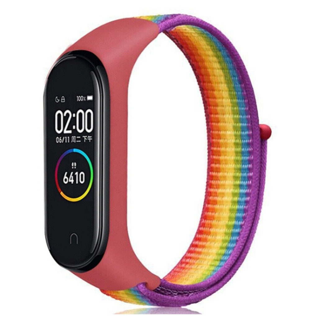 Ремінець до фітнес браслета BeCover Nylon Style для Xiaomi Mi Smart Band 7 Red-Rainbow (707669) - зображення 1