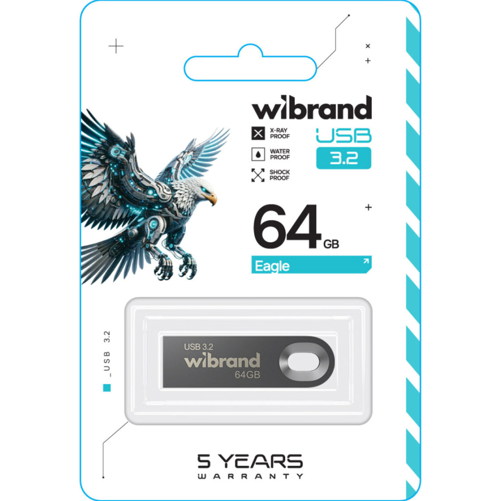 USB флеш накопичувач Wibrand 64GB Eagle Grey USB 3.2 (WI3.2/EA64U10G) - зображення 2