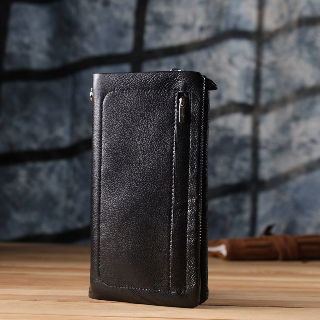 Гаманець ST Leather Шкіряний з відділенням під телефон Чорний (23101) - зображення 9