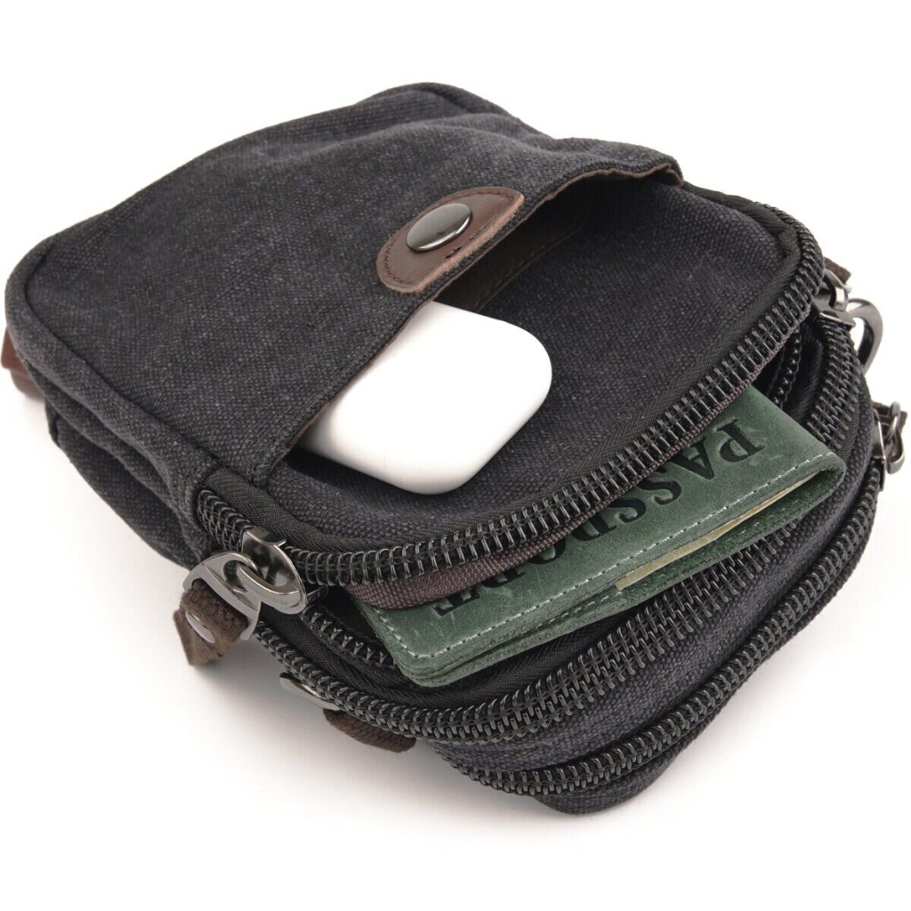 Сумка Vintage Текстильна на пояс Чорна (20082) - изображение 9