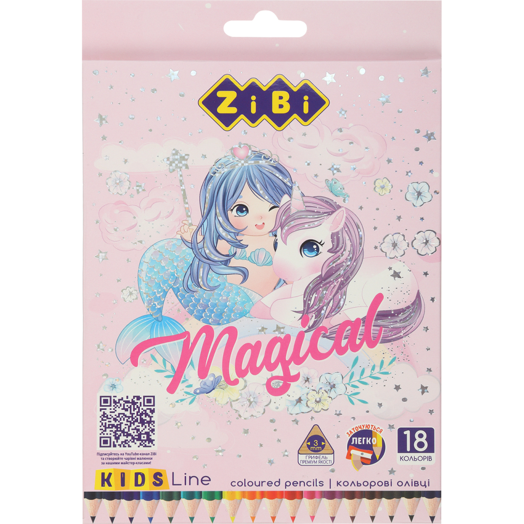 Олівці кольорові ZiBi Kids line-2 Магія 18 кольорів (ZB.2449) - зображення 1