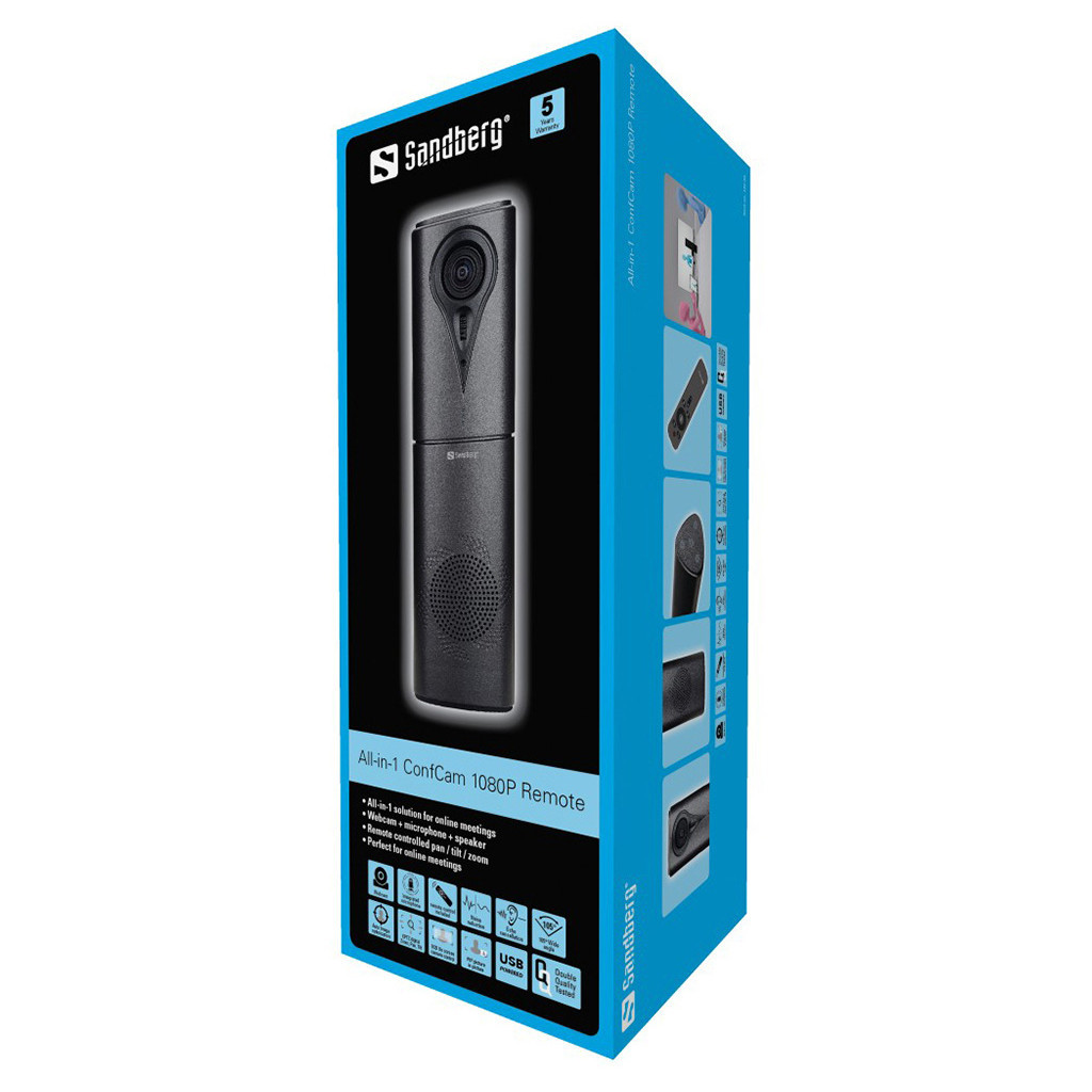 Веб-камера Sandberg All-in-1 ConfCam 1080P Remote Black (134-23) - изображение 6