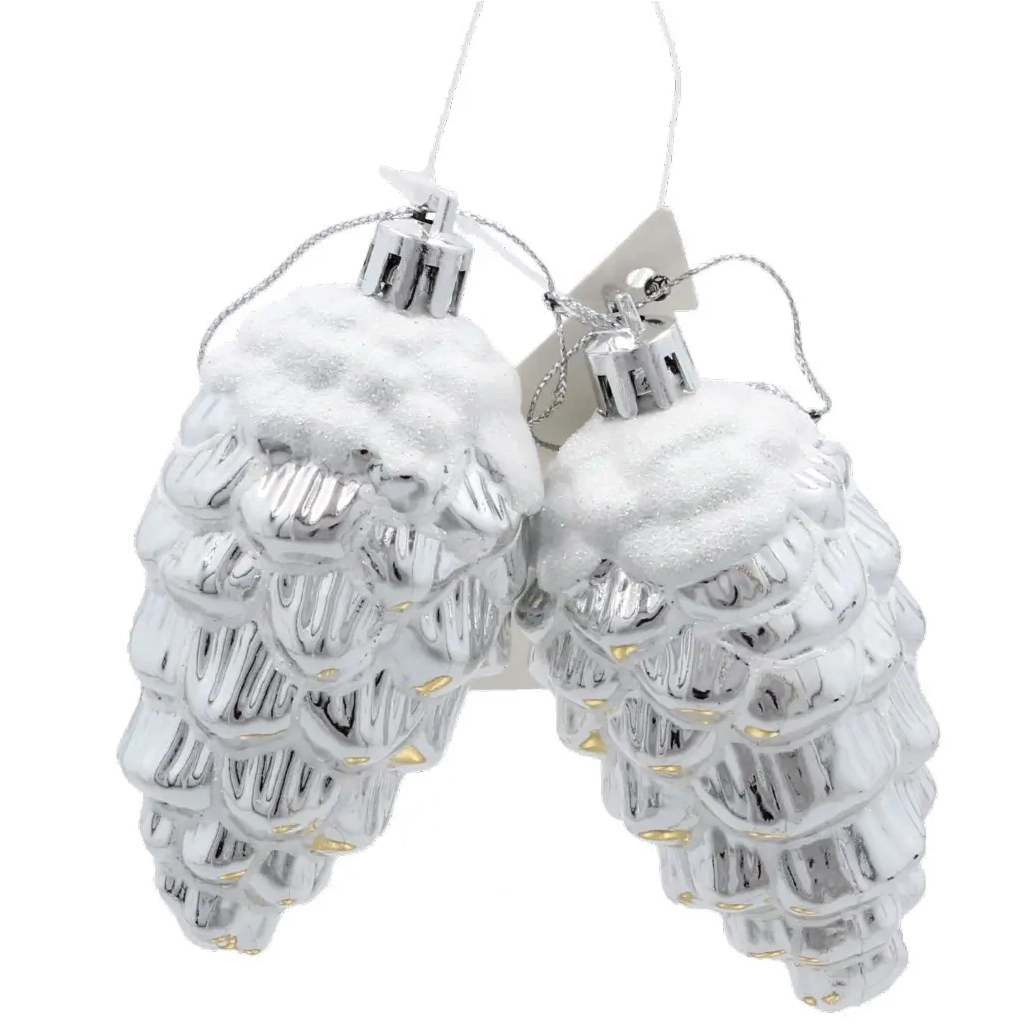 Ялинкова іграшка Chomik Шишки 9 см, 2 шт, срібні (5900779895386_2) - зображення 1