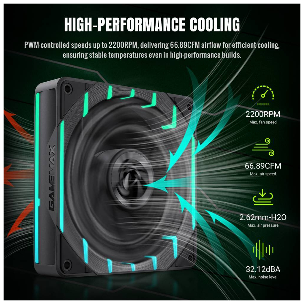 Кулер до корпусу Gamemax Tornado T12 ARGB - зображення 8