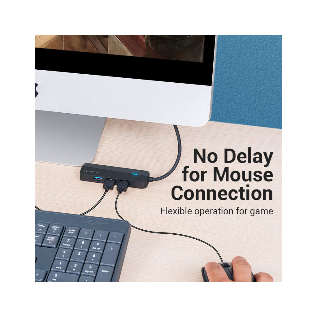 Концентратор Vention USB 3.1 Type-C to 3xUSB 3.0+MicroUSB+RJ45 100M Ethernet black (TGPBB) - зображення 4