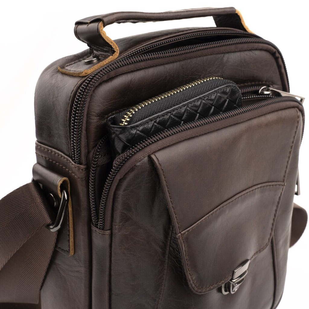 Сумка Vintage Зі щільної шкіри Коричнева (14996) - зображення 7