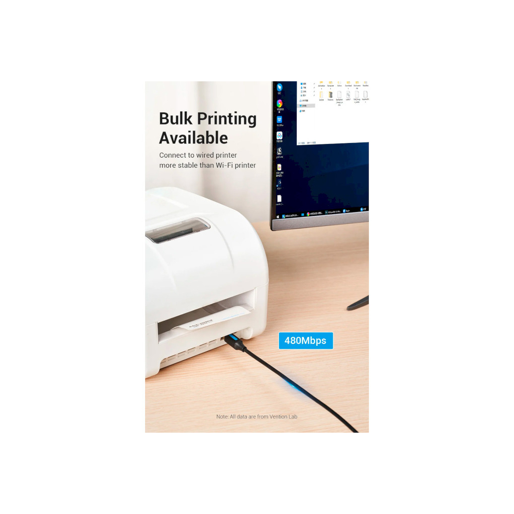 Кабель для принтера USB-C 2.0 to BM 2.0m 2.4А 480Mbps VENTION (CQUBH) - picture 6