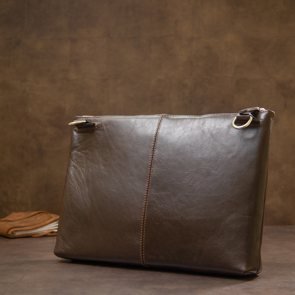 Сумка Grande Pelle Шкіряна чоловіча Коричнева (11438) - зображення 10