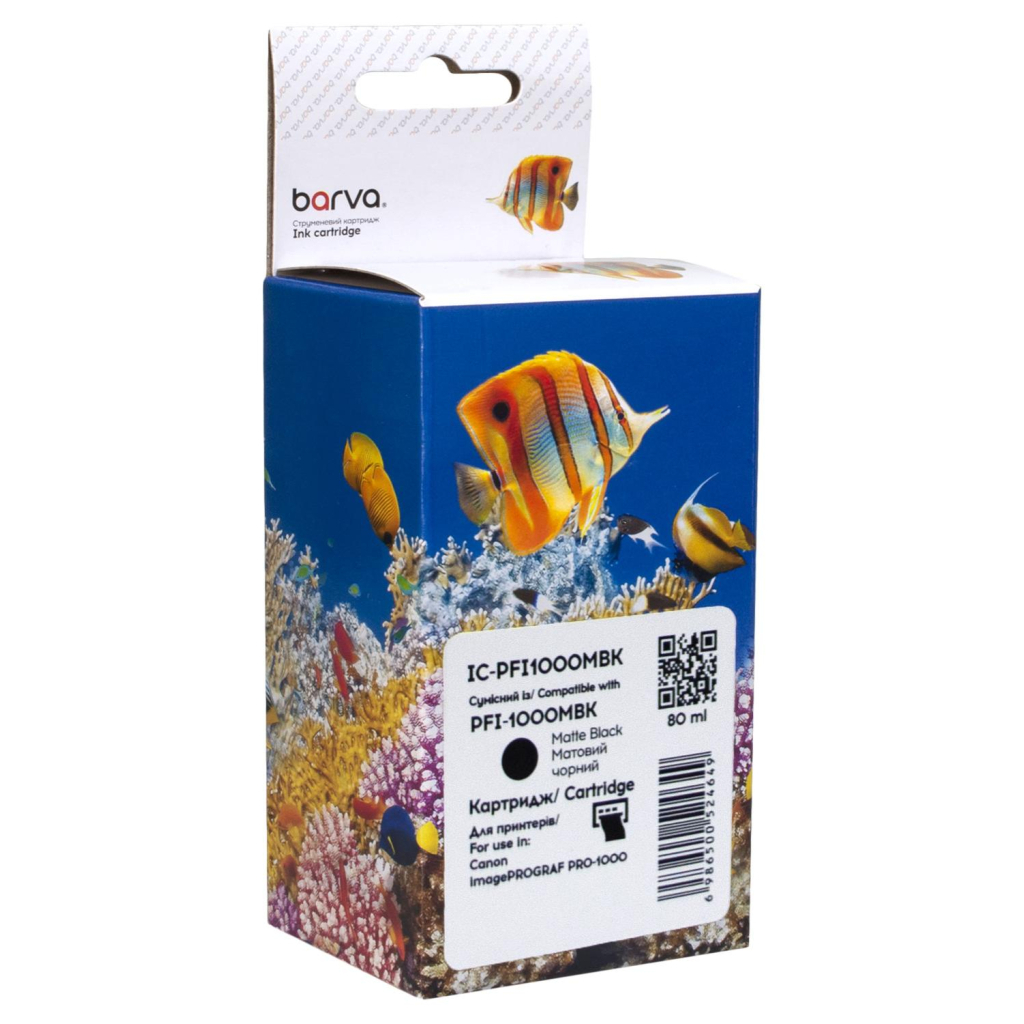 Картридж Barva Canon PFI-1000MBK 0545C001 80мл matte black (IC-PFI1000MBK) - изображение 1