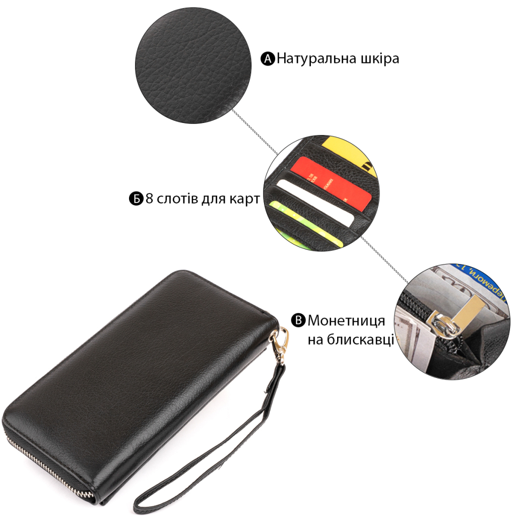 Гаманець ST Leather Шкіряний Чорний (19292) - изображение 4