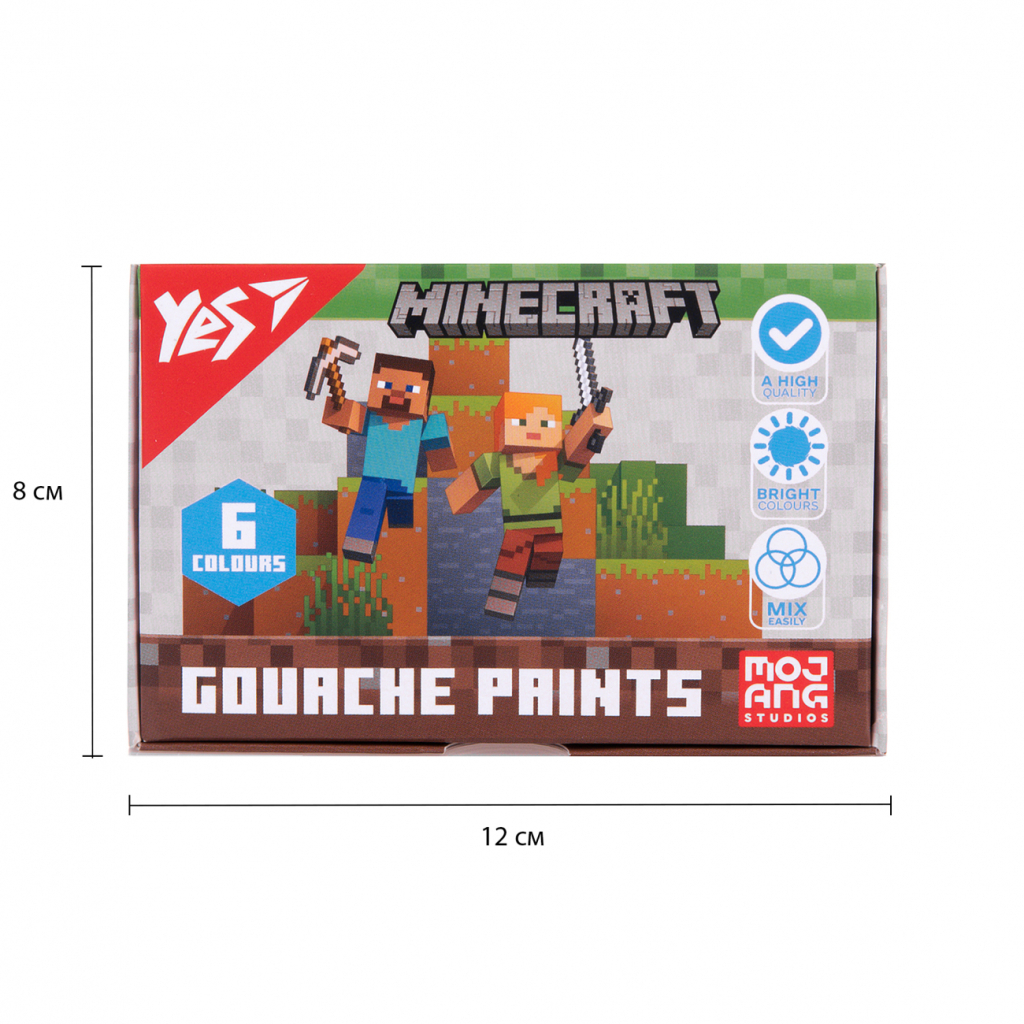 Гуашеві фарби Yes Minecraft 6 кольорів по 20 мл (230405) - изображение 6