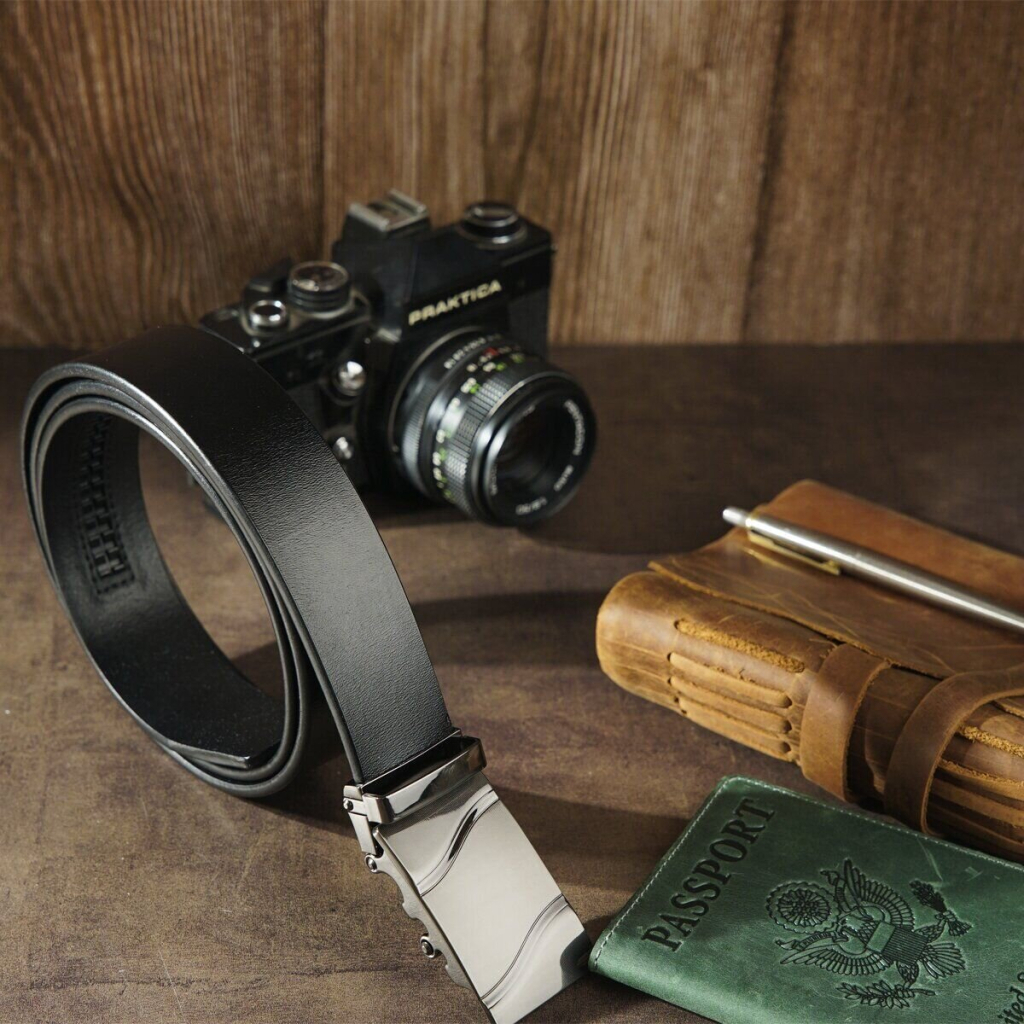 Ремінь Vintage Чоловічий з пряжкою хвиля Чорний (20250) - зображення 5