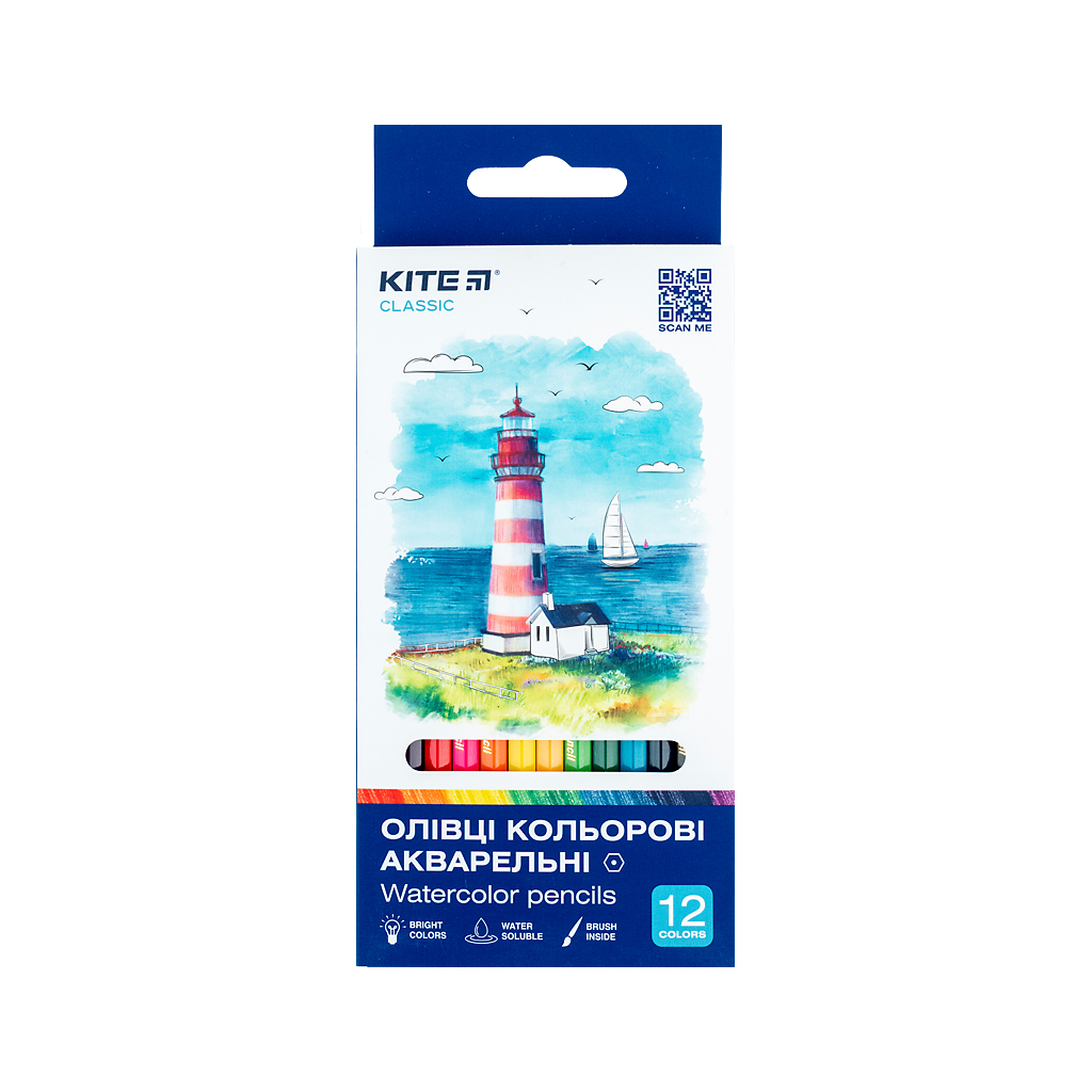Олівці кольорові Kite Classic акварельні, 12 кольорів (K-1049) - зображення 1