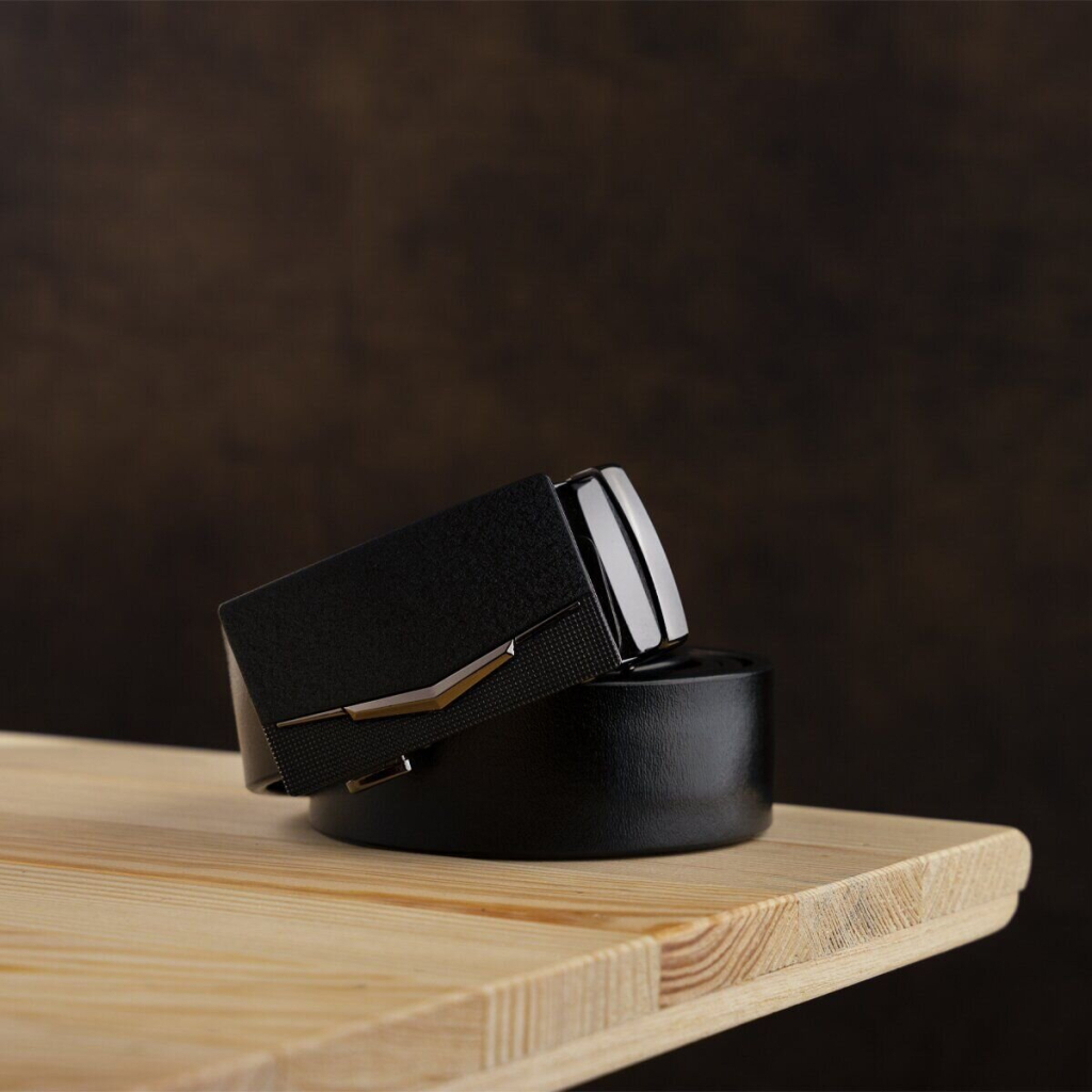 Ремінь Vintage Чоловічий з матовою зернистою вставкою на пряжці Чорний (20333) - зображення 8