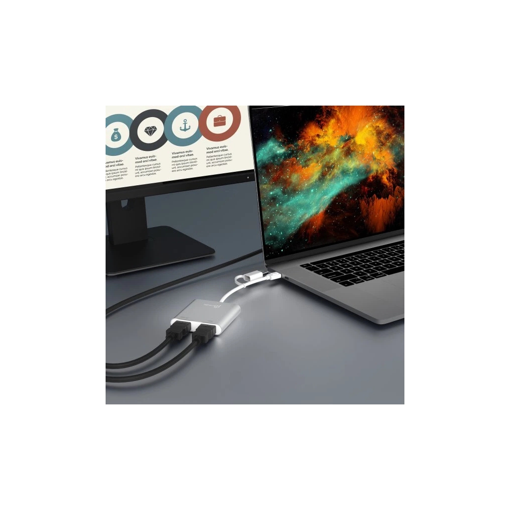 Адаптер USB-C/A to 2xHDMI F dual display J5create (JCA365-N) - picture 7