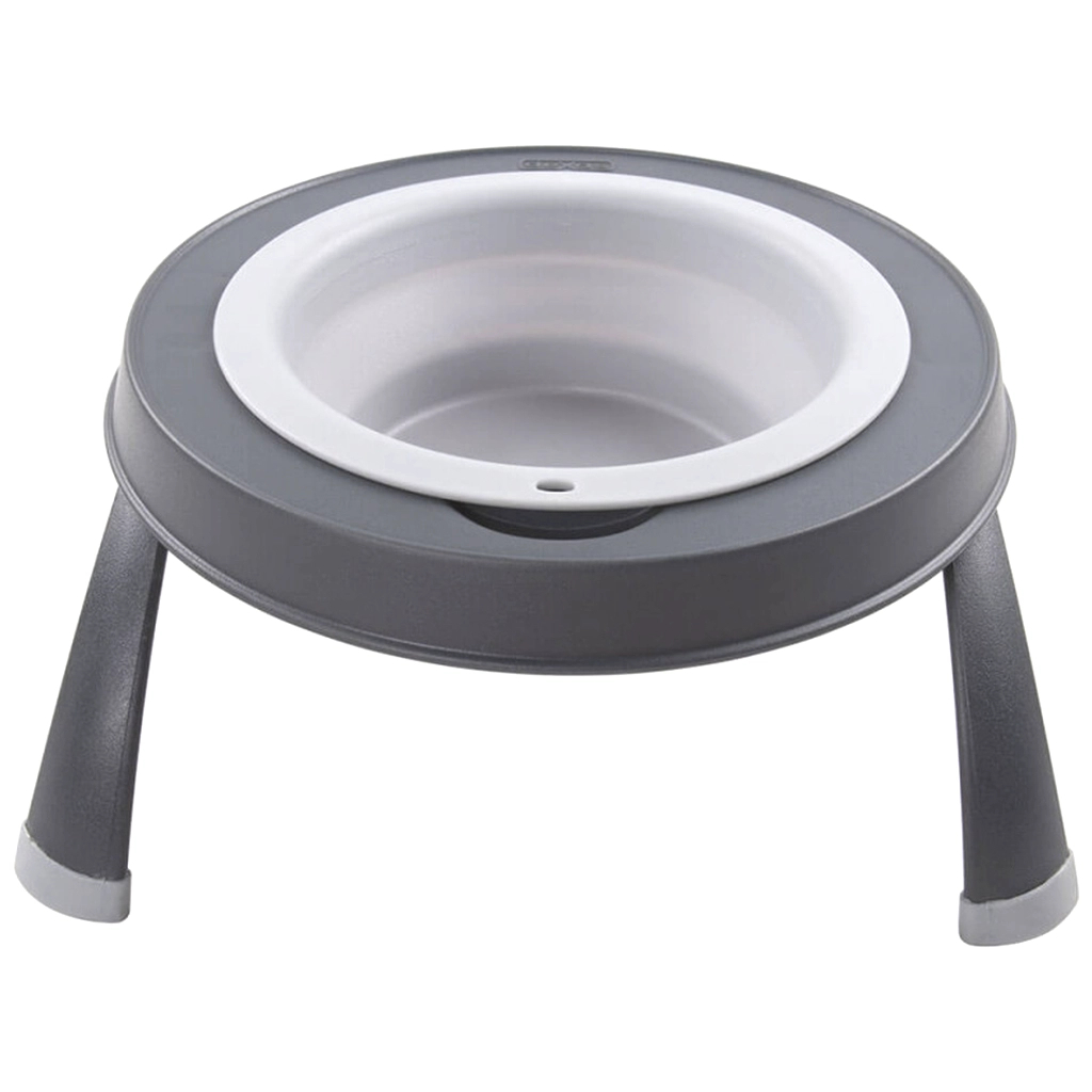 Посуд для собак Dexas Миска одинарна на складній підставці-велика 960 мл світло-сіра (0084297309121) - изображение 1