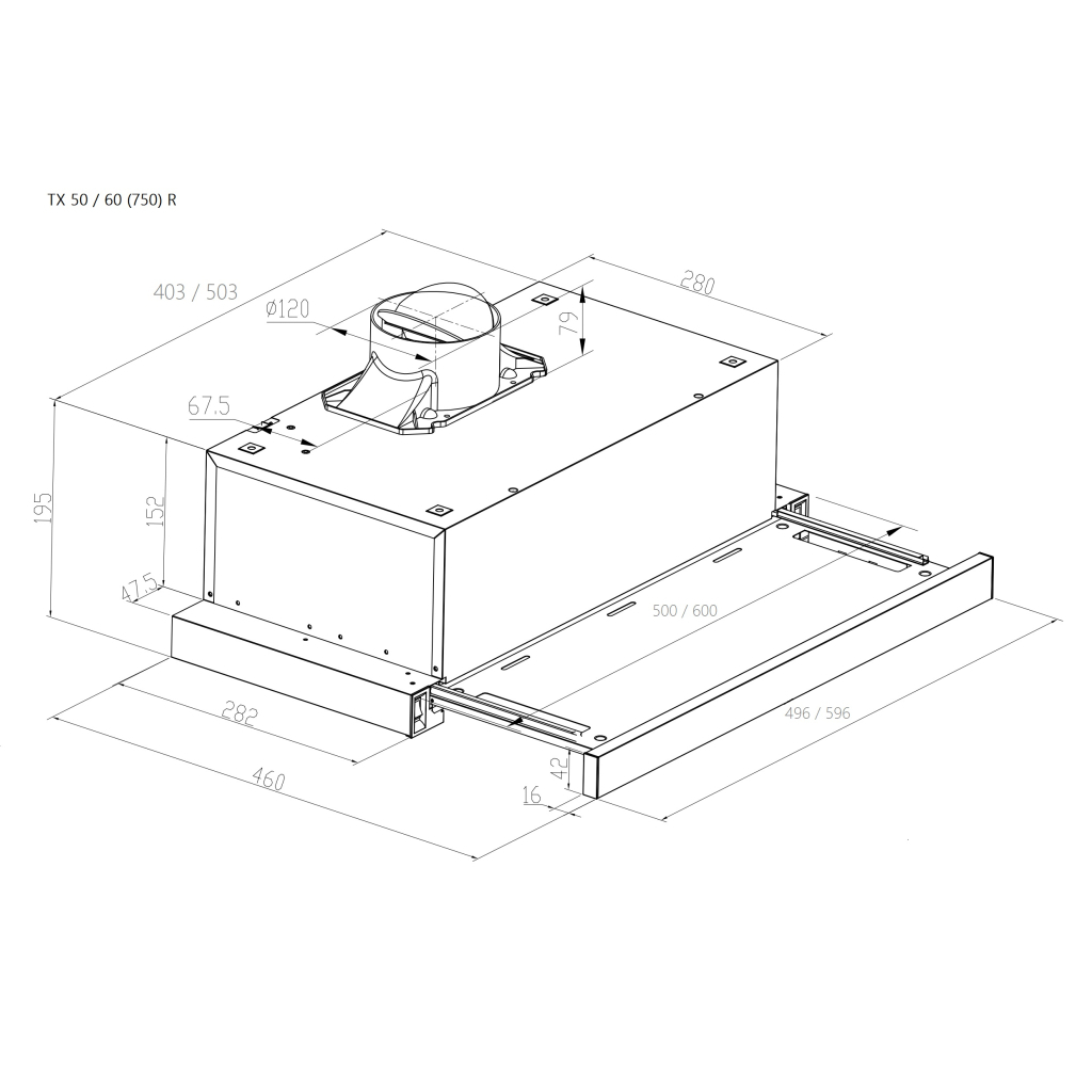 Витяжка кухонна Pyramida TX 50 (750) R BL - зображення 5
